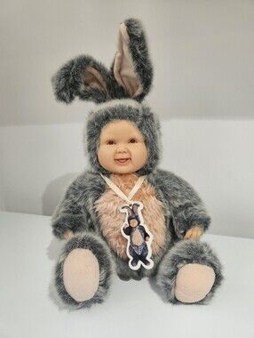 Anne Geddes Doll Rabbit Hare Bunny Grey Pink Baby